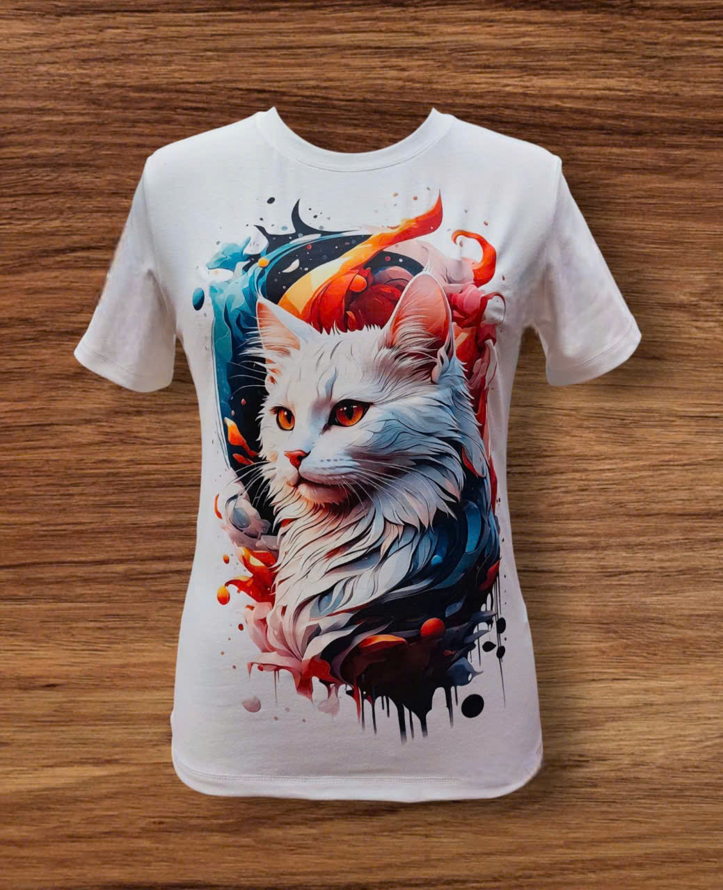 Women's Short Sleeve Printing Cat 3D