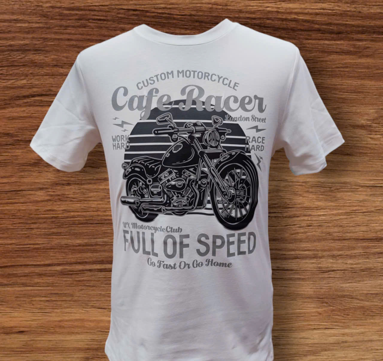T-Shirt Nam ngắn tay hình in Moto Cafe Racer
